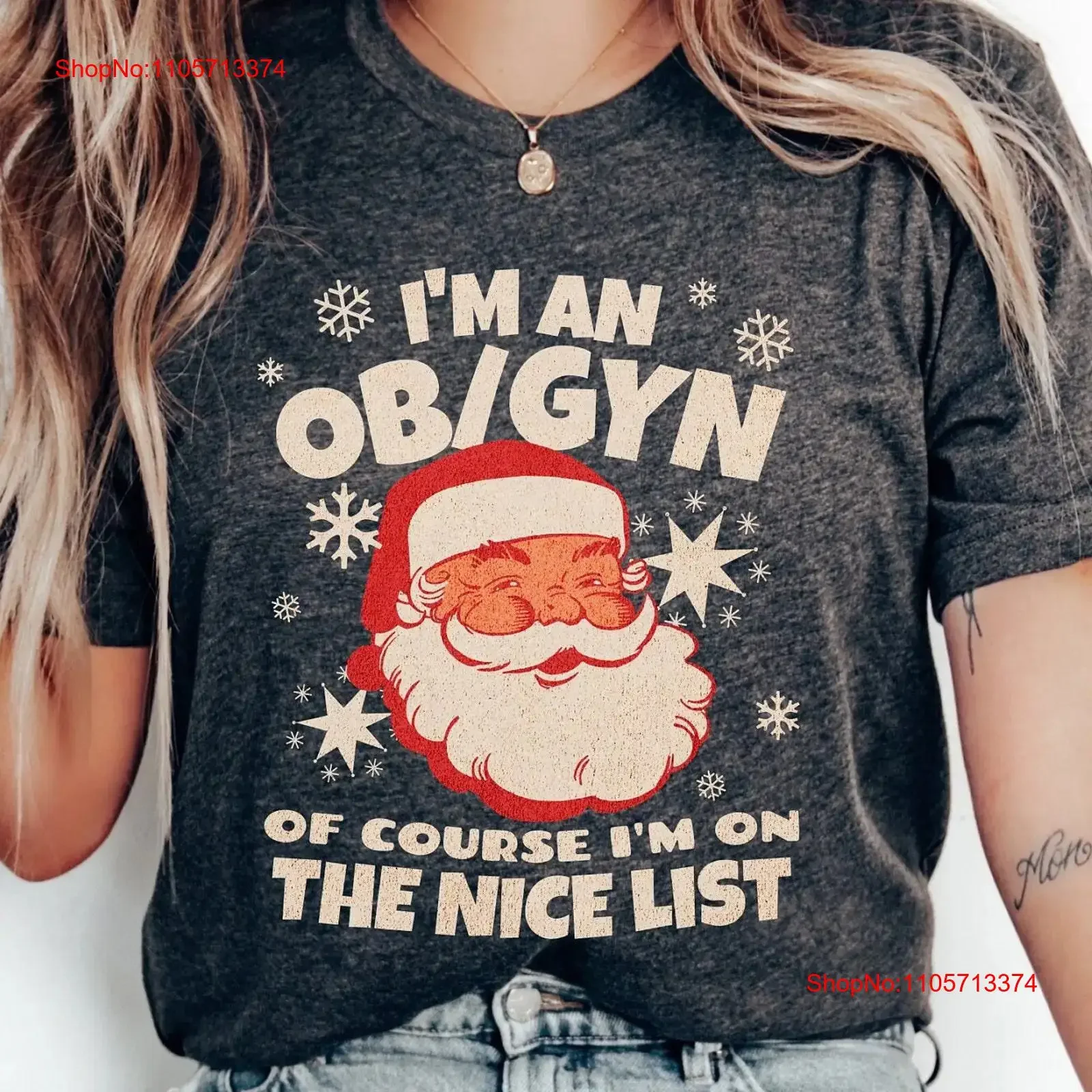 Obstetrician Gynecologist Christmas T Shirt Xmas RN Healthcare OB GYN Labor Delivery Doctor Funny Neonatal vintage Washed