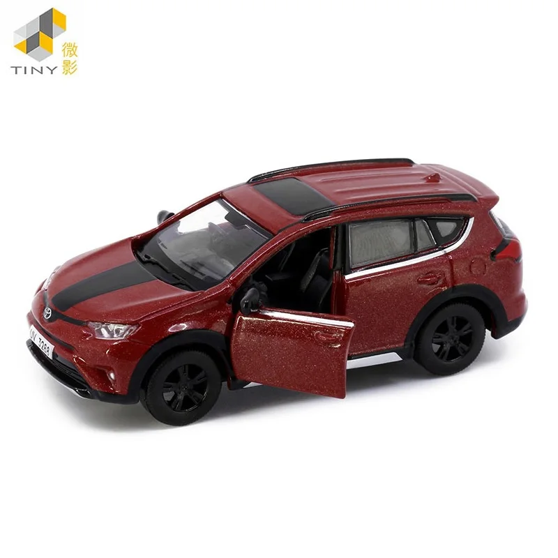 Tiny 1:64 Toyo-ta Rav4 Red Diecast Simulation Model Cars Toys