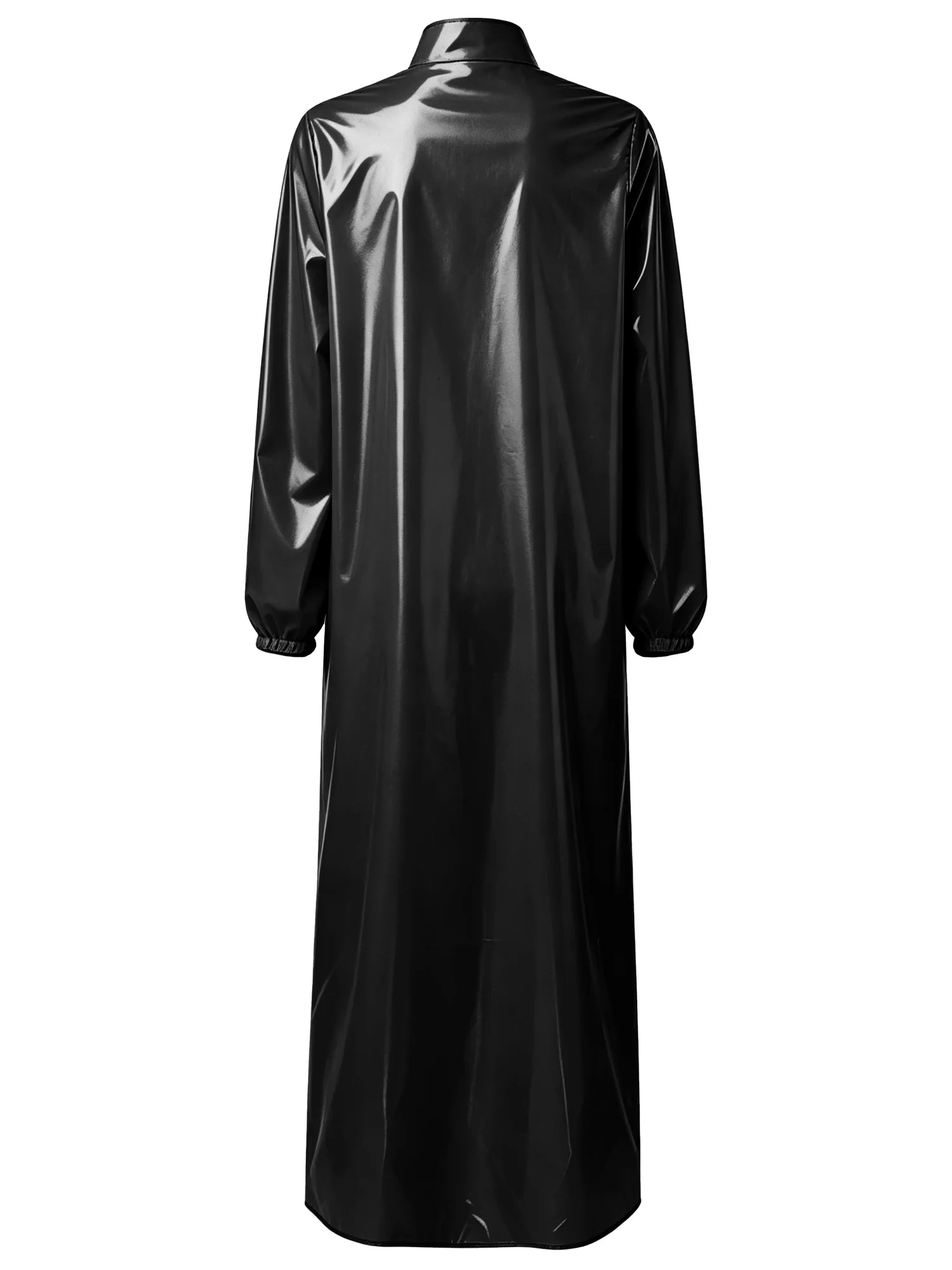 Image of Sexy Glänzendes Vinyl-Metallic-Kleid für Damen mit Rollkragen und Langen Ärmeln, Glänzende Clubwear für Rave-Partys, Musikfestivals und Ausgehzwecke