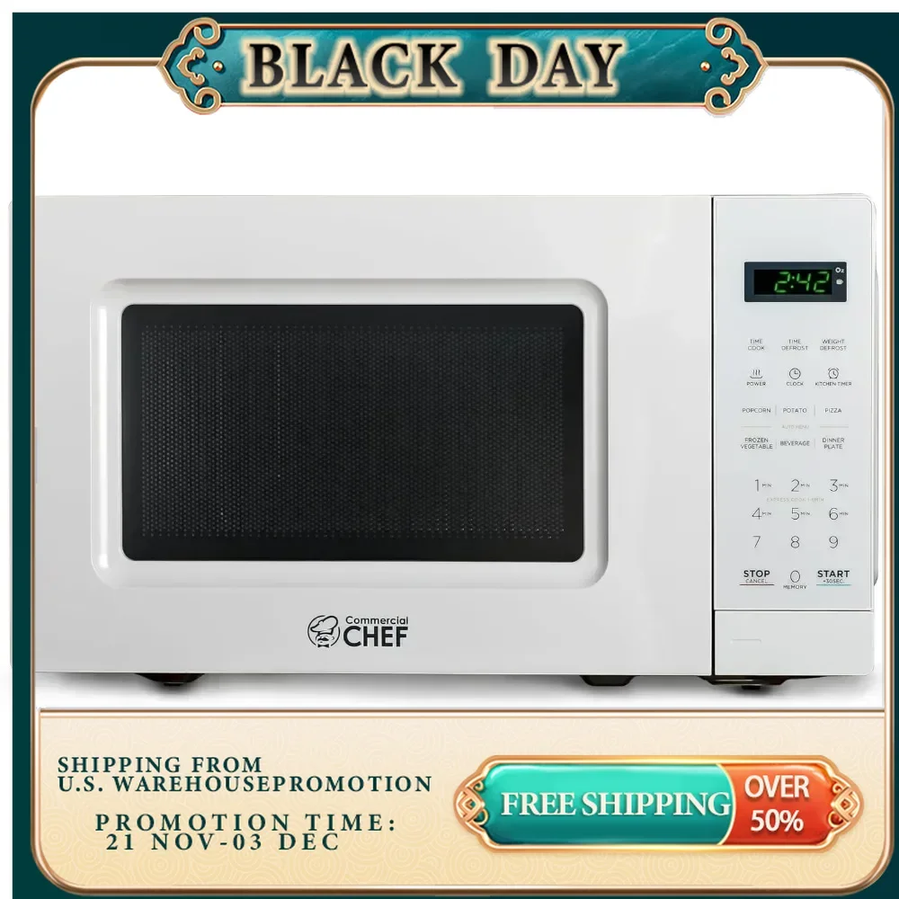 

0.7 Cu Ft Microwave, 700W Microwave with Digital Display, Countertop Microwave , Programmable with Push Button, White