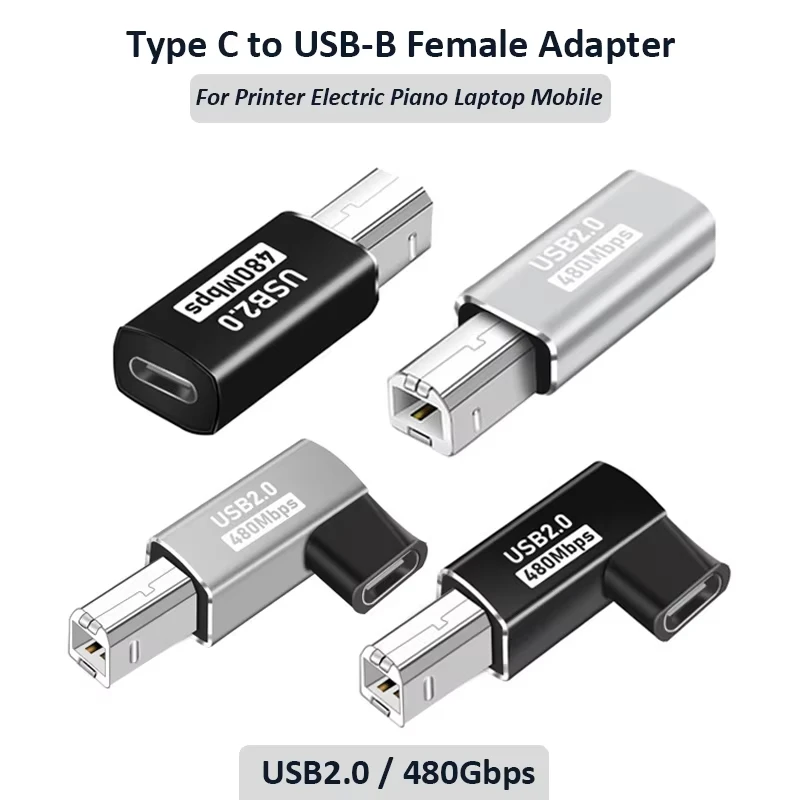 USB-B-Stecker auf USB-Typ-C-Buchse, Adapter für Scanner, Drucker, Konverter, USB-Übertragung für Drucker, MIDI-Controller-Tastatur