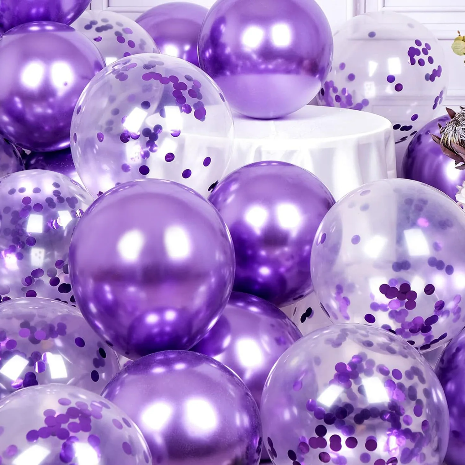 47Pcs Metallic Purple Latex Balloons Chrome Balloons Various Sizes for Girls Women Purple Birthday BabyBridal Shower Decorations