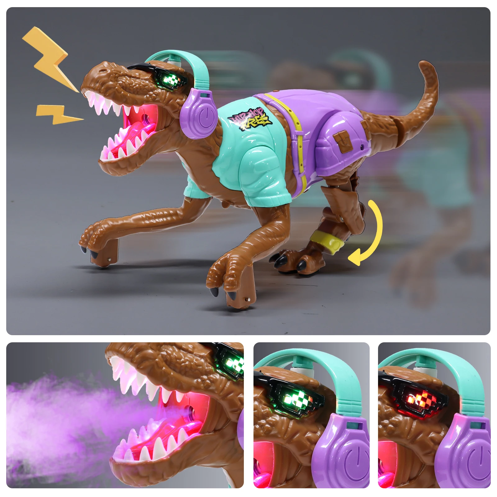 Dinosaurio de juguete con Control remoto, dinosaurio que camina RC con luz y sonido, pulverizador electrónico, Robot de dinosaurio, regalo para niños