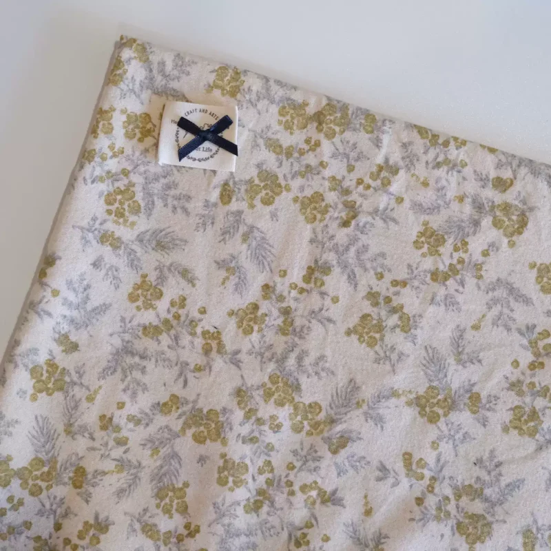 Off-White Floral Cotton Brushed Fabric DIY Handmade Skirt And Headband Sewing Material for Clothing