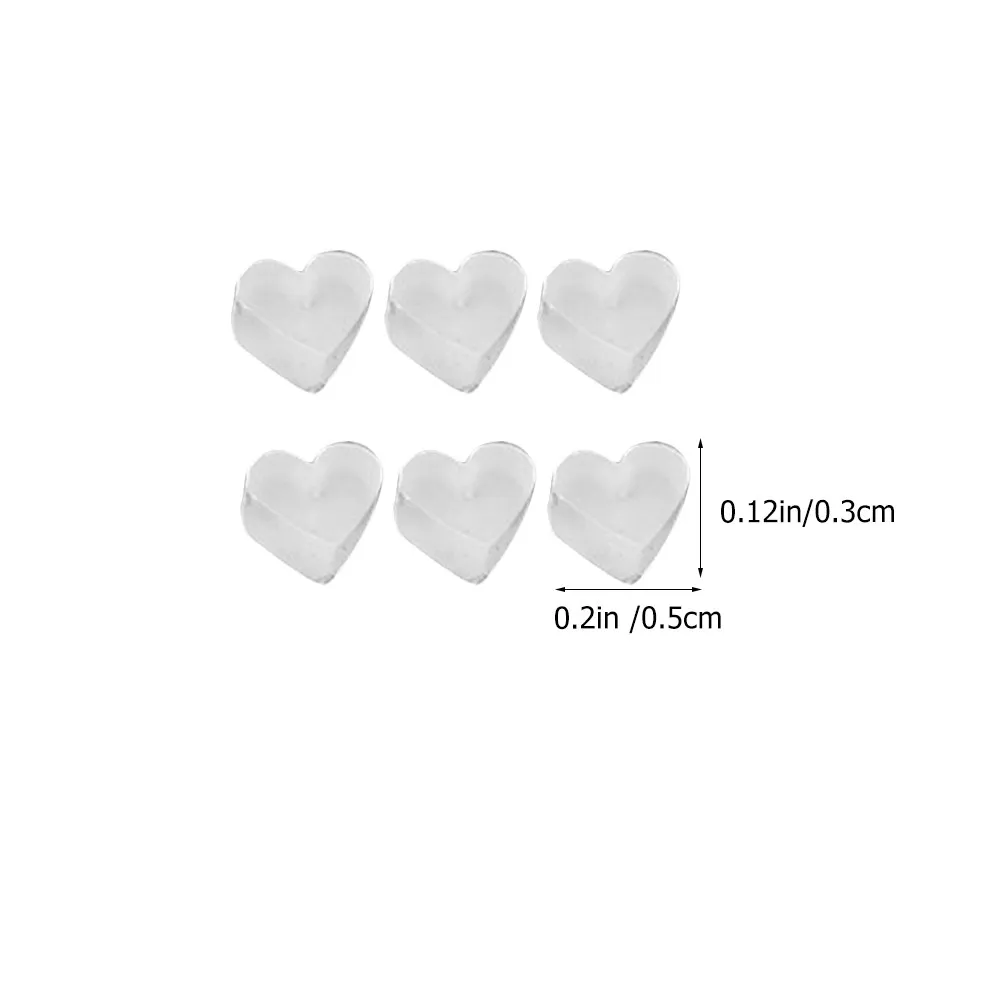100Pcs Clear Flexible Heart Shaped Silicone Earring Backs Stoppers Replacement Earring Findings for Women Stud Earrings DIY