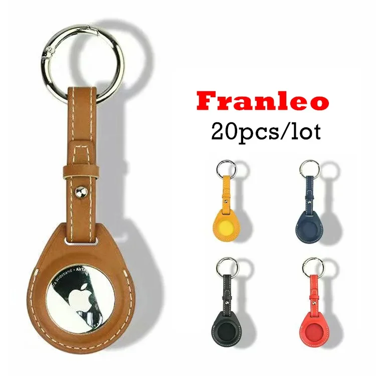 FF-pf5 20pcs/lot Shockproof Protective Case For Apple AirTag Leather Hangable Key Ring Luggage Tag Bag Charm Loop