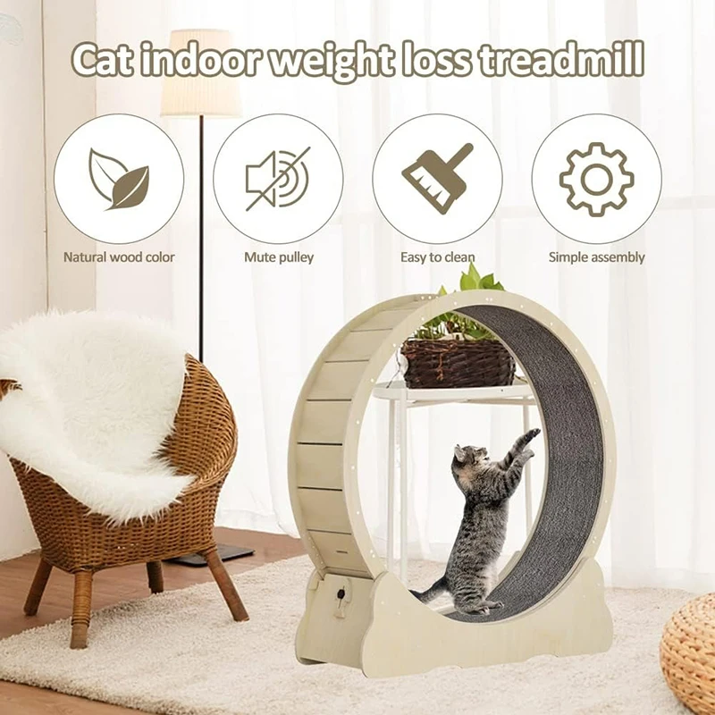 Cat Wheel for Cats, Pet Treadmill, High Fiber Board, Cat Scraper, Interactive Toys, Scratching Post, Cat Tracks, Games Park