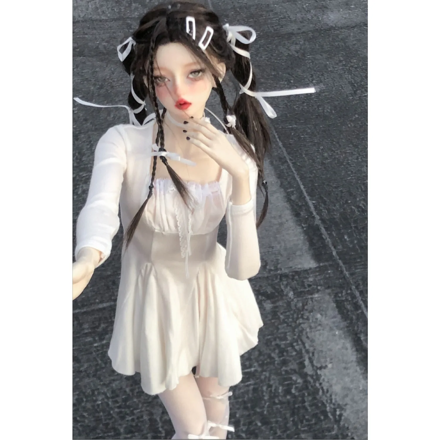 Bjd Kleidung 1/3 Daily Pure Desire Kurzes weißes Kleid BJD Accessoires Weißes Kleid Süßes Mädchen