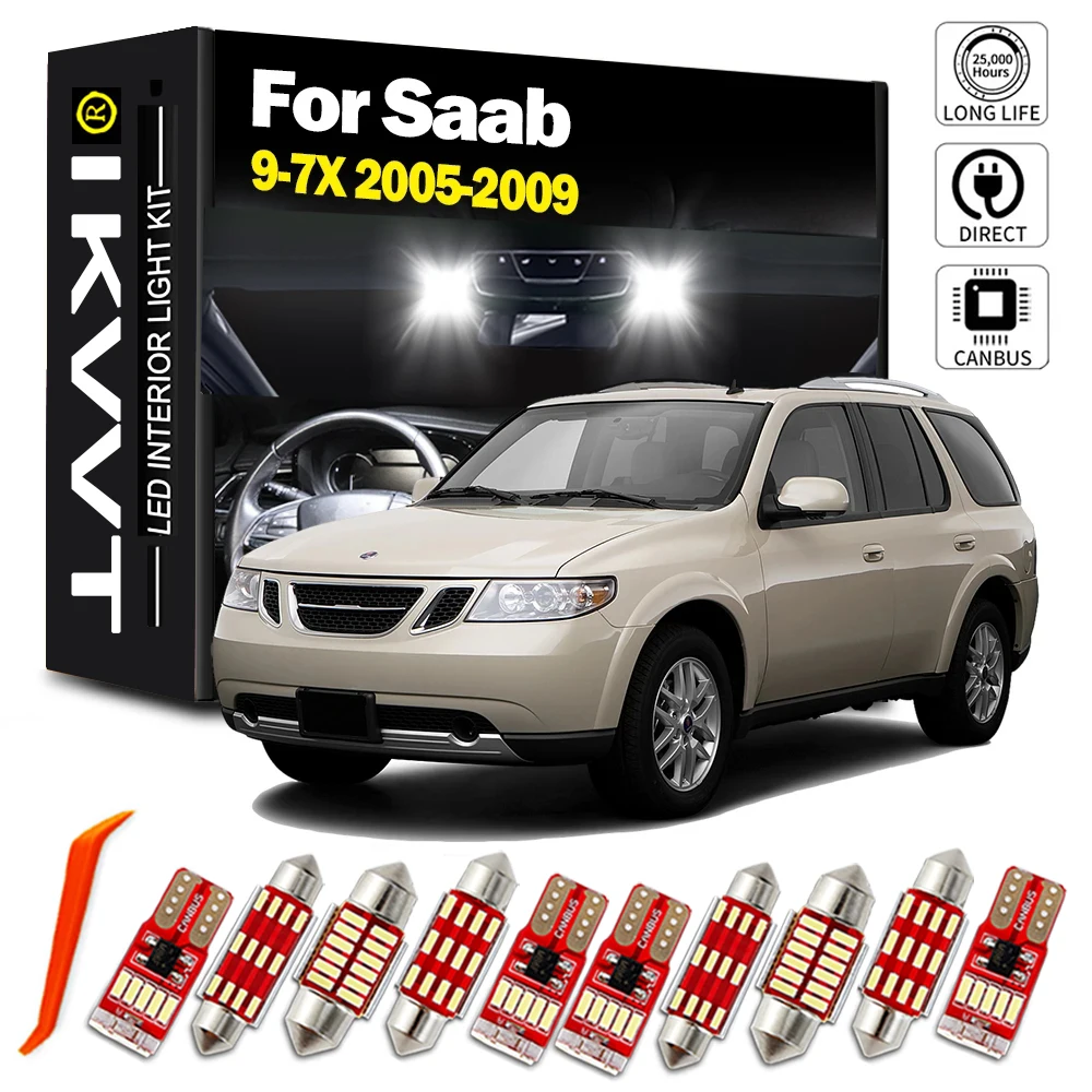 

IKVVT 14 шт., комплект внутренних купольных светодиодных ламп Canbus для Saab 9-7X 97X 2005 2006 2007 2008 2009, автомобильные лампы без ошибок, аксессуары