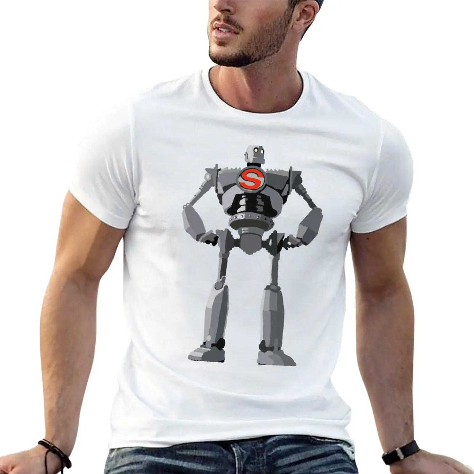 

New Iron Giant T-Shirt street wear boys whites clothes anime figures mens white t shirts