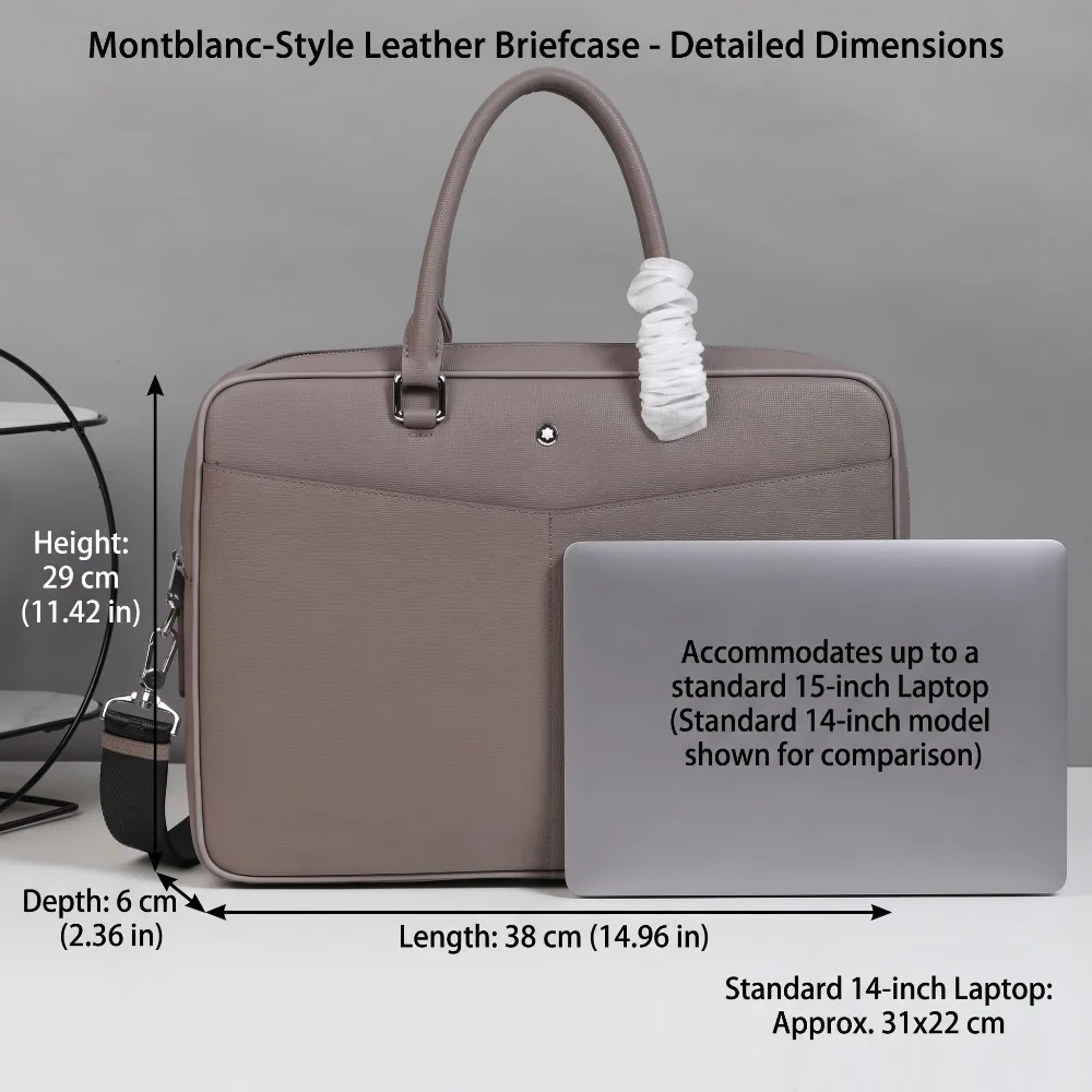 Luxury Men Business Briefcase High Quality Leather Laptop Bag Professional Office Work Briefcases Casual Crossbody Shoulder Bag