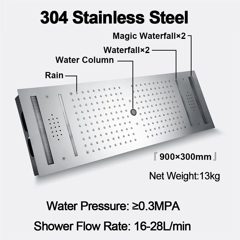 Multifunction Large Black Shower Head For Bathroom Ceiling Gold Modern Shower Panel Massage Stainless Steel Accessories