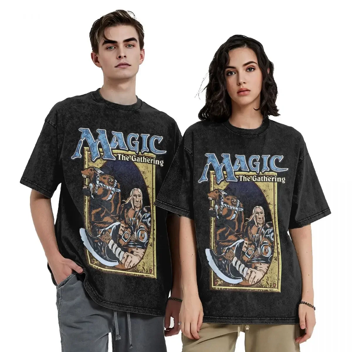 Magic Games Gathering MTG T Shirt Hip Hop Washed Short Sleeve Harajuku T-Shirts Fifth Edition Deck Men Women Tops Streetwear Tee