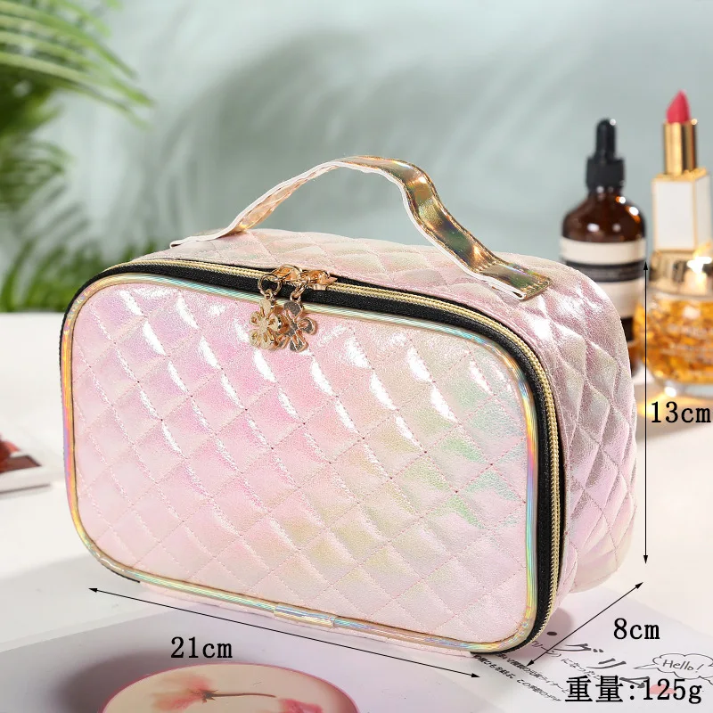 2024 New Striped Cosmetic Bag Travel Portable Makeup Bag Capacity Toiletry Bag for Women