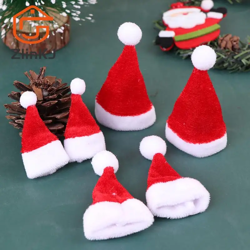 2pcs Mini Christmas Hat Knife and Fork Set Wine Bottle Christmas  Santa Claus Home Decoration Accessories