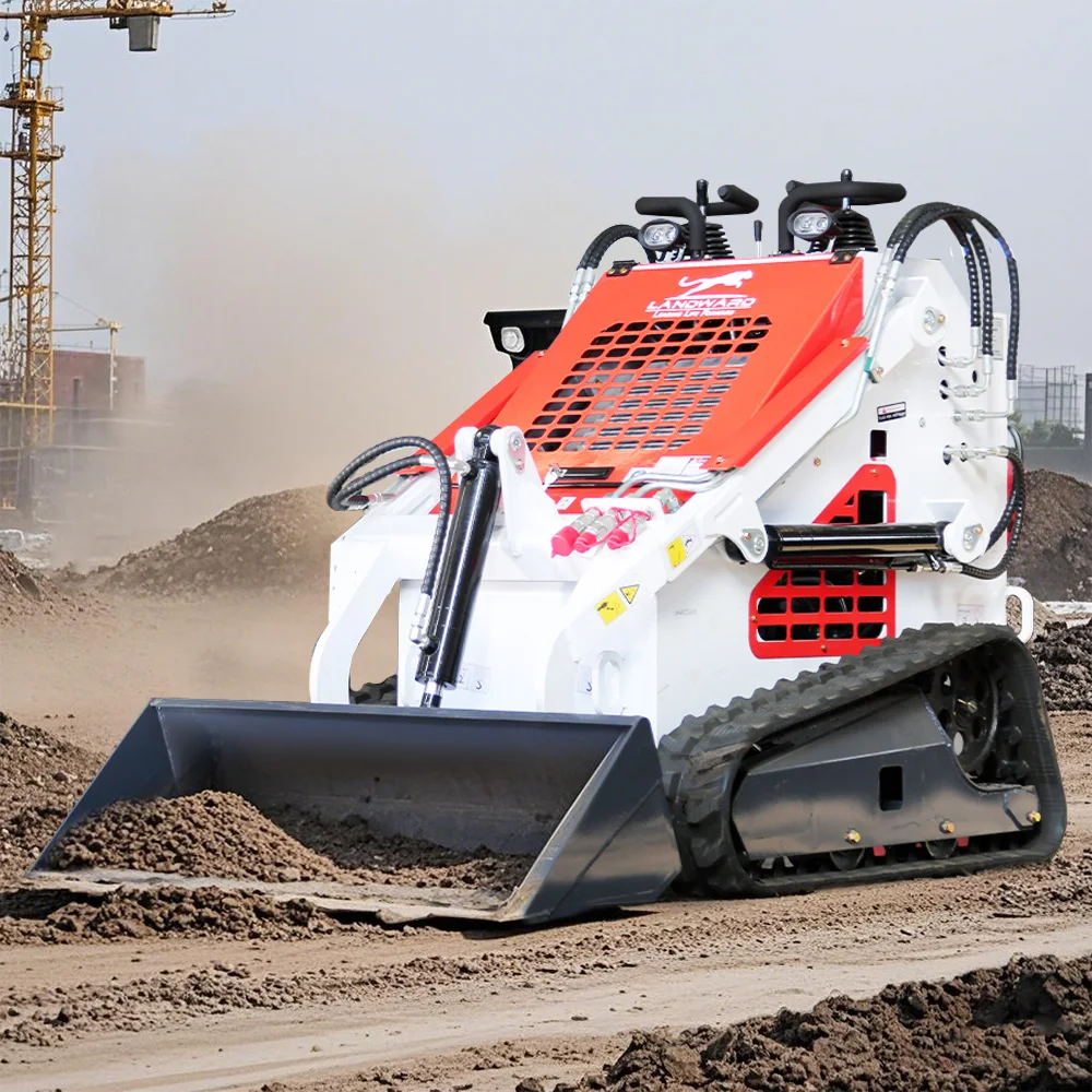 Mini Skid Steer Loader Stand-On/Ride-On Loader Diesel Euro 5 Engine LANDWARD Mini Skid Steer Loader Customized 24 HP Mini Loader