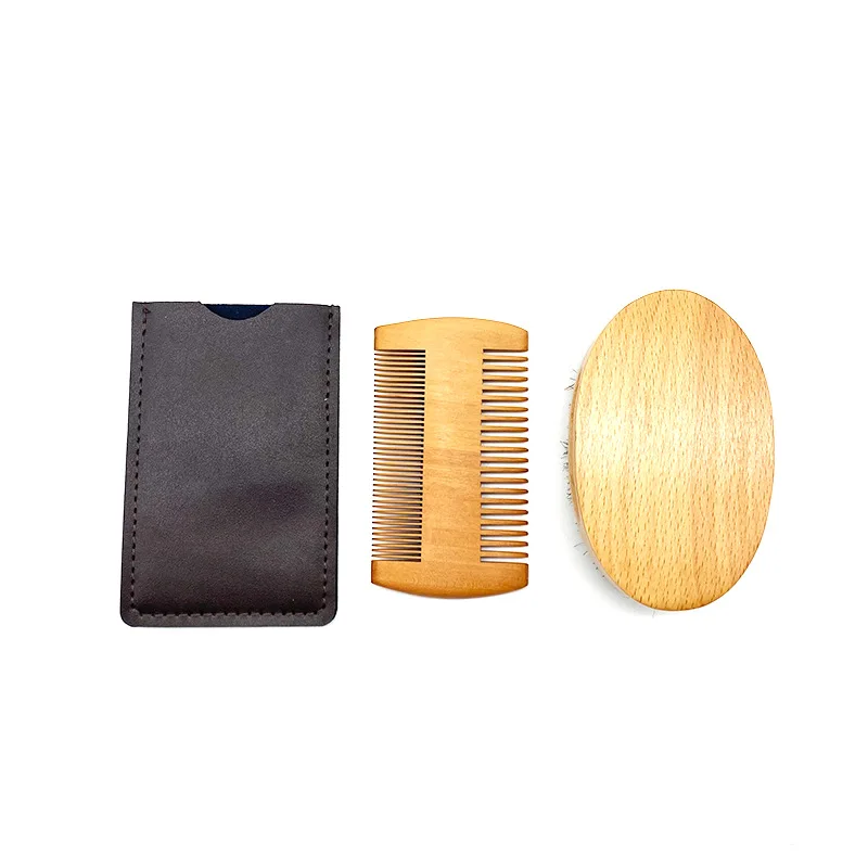 

Professional Soft Boar Bristle Wood Beard Shaving Brush Men Mustache Comb Kit With Gift Bag Hairdresser Brush Hair Combs