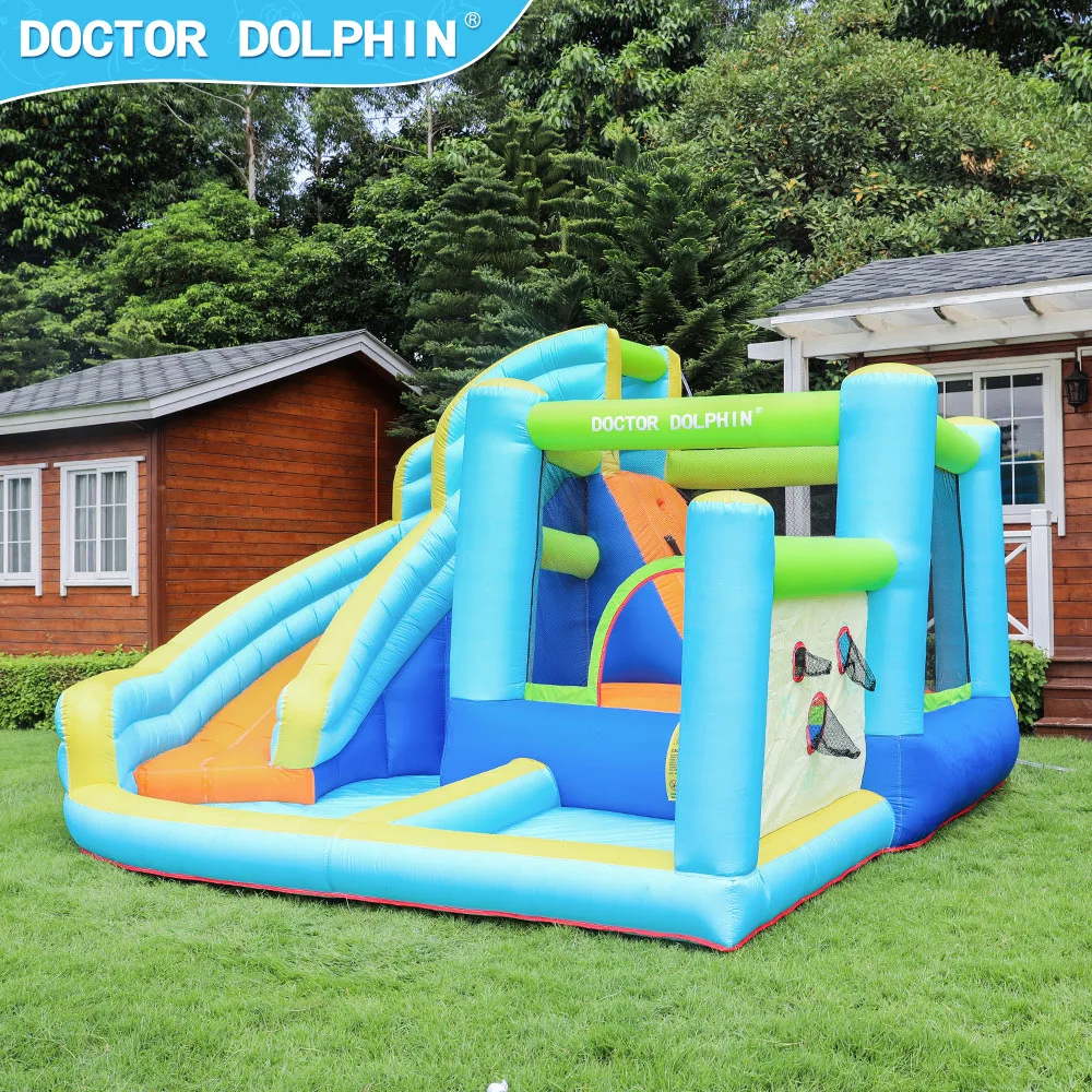 Doctor Dolphin Inflatable BounceHouse Indoor and Outdoor Bouncy Castle Amusement Park Water Spray Slide Combination kids toys