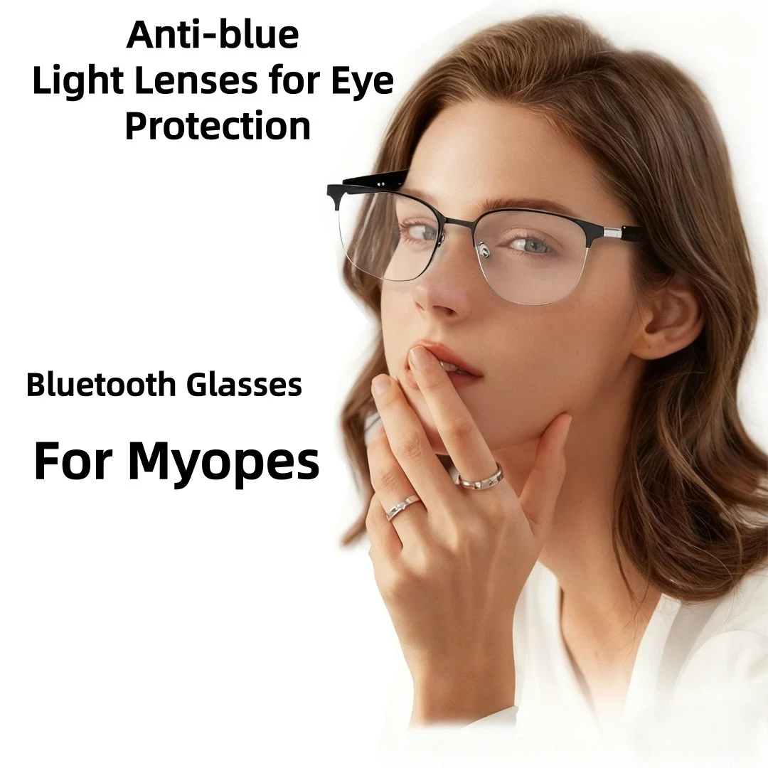 

Bluetooth myopia glasses earphones with metal frames