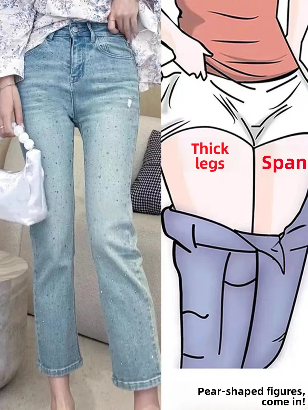 

High Waist Slim Fit Nine-Tenths Straight Leg Jeans Women's Vintage Waed Denim Pants Summer New Sle Small Size Jeans