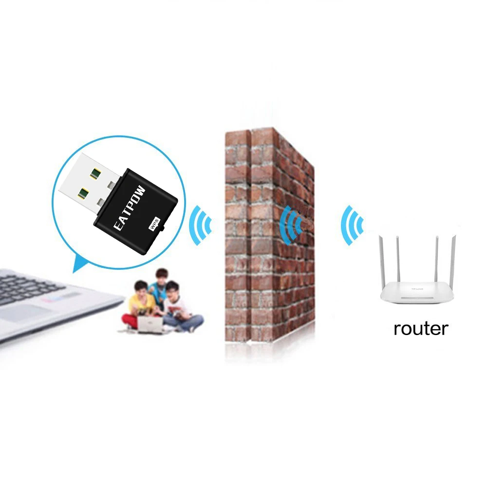 EATPOW-adaptador wifi para ordenador de 300mbps, para red usb, 802,11 tarjetas de red para exteriores con antena externa