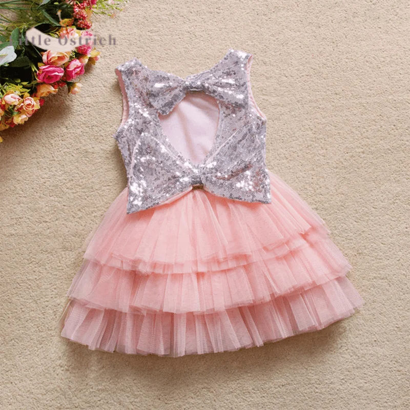 

Baby Girl Bow Sequin Sleeveless Princess Dress Mesh Tutu Infant Toddler Child Elegant Vestido Wedding Party Baby Clothes 18M-10Y