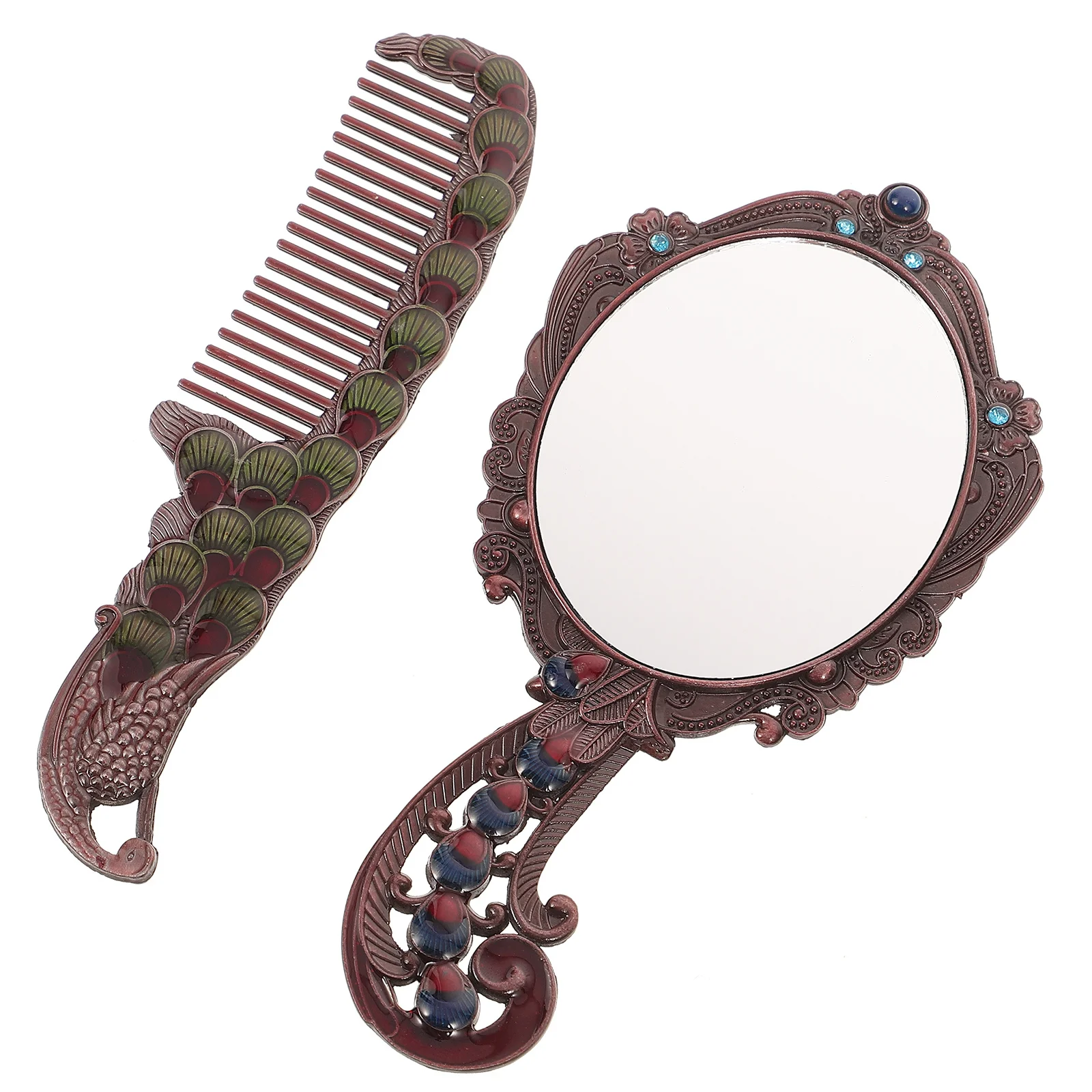 مجموعة مرآة عتيقة أداة مكياج محمولة لإنشاء مظهر ساحر في أي وقت مجموعة مشط مرآة أداة مكياج