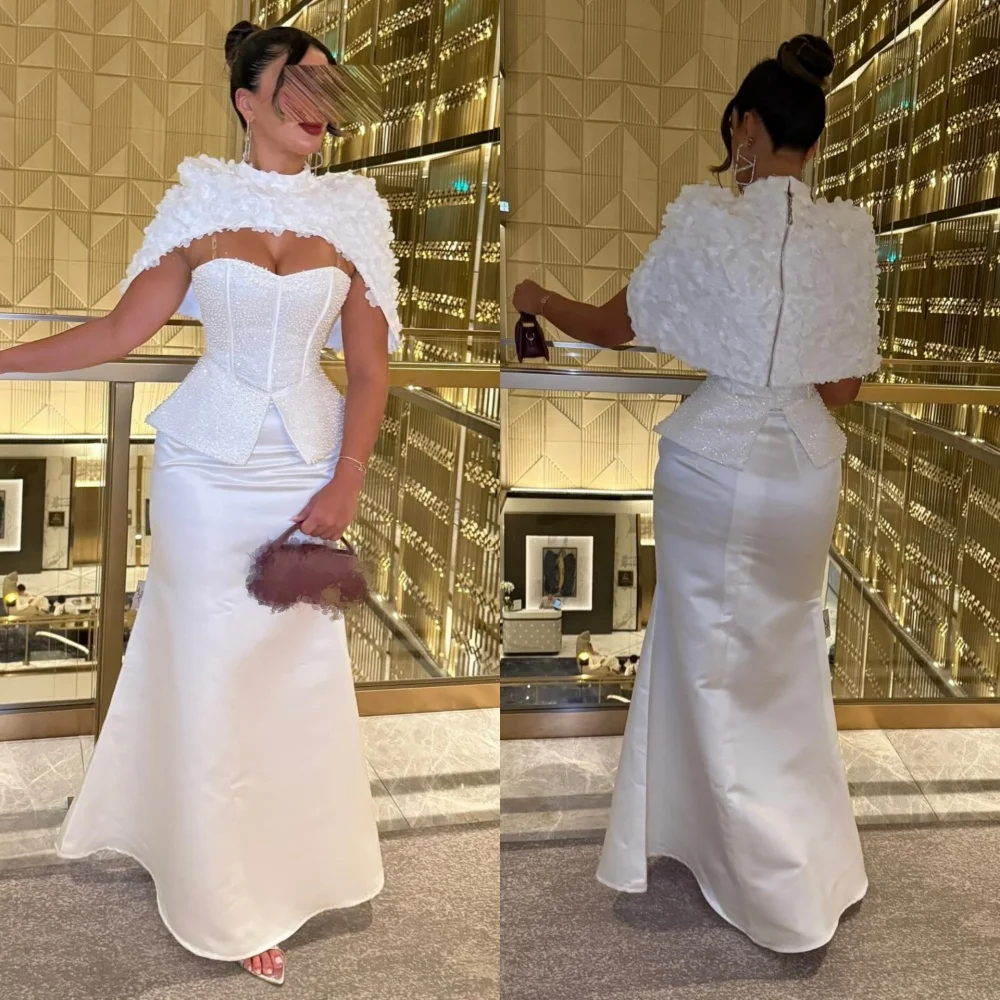 

Customized Sparkle Charmeuse Pleat Sequined Applique Trumpet High Collar Long Dresses Bespoke Occasion High Quality