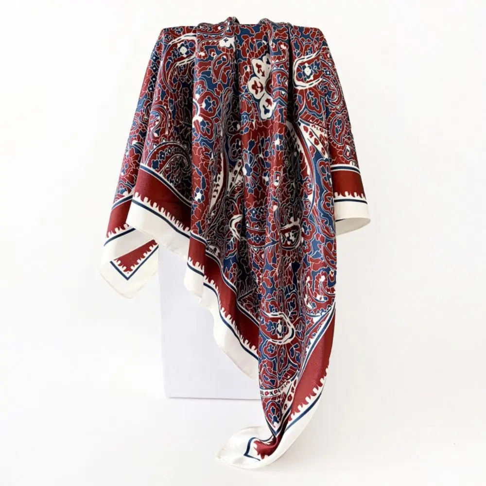 Silky Smooth Women's Headscarf Cashew Flower Pattern Breathable Arabic Square Scarf Sun Protection Versatile Middle East Shawl view 2