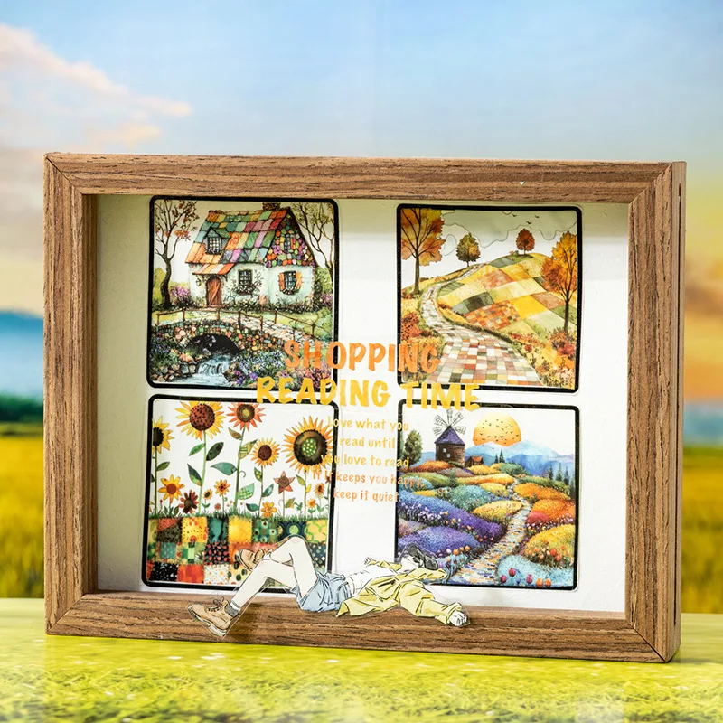 CC New 20Pcs(10*2) Girl Sticker package Patchwork Four Seasons Series Large Size Decorative Stickers for Patchwork Landscaping