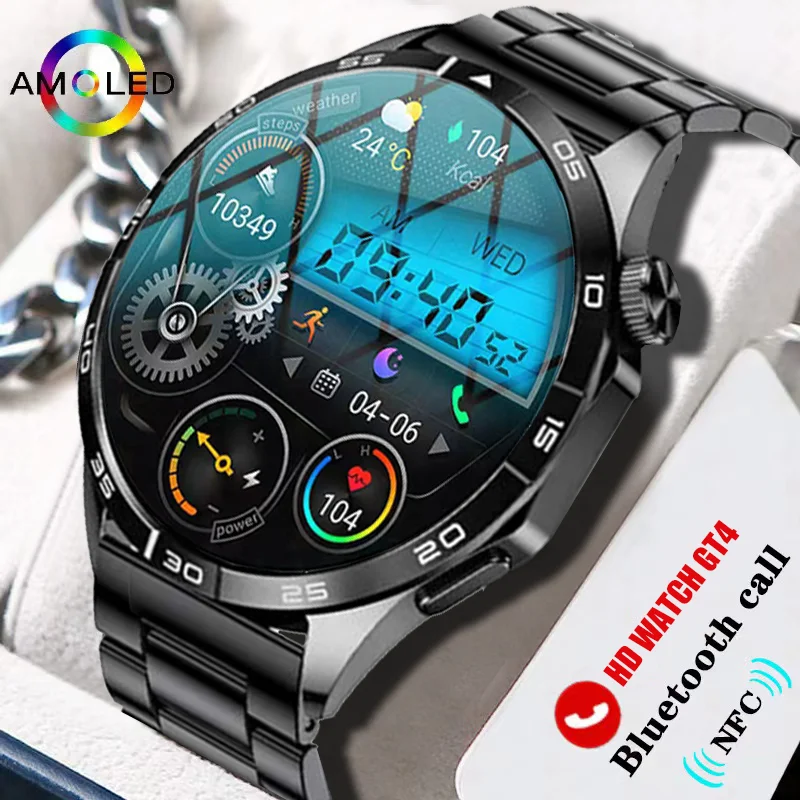 

2023 New men's AMOLED smartwatch 466*466 HD screen 1.43inch full screen touch HD Bluetooth Call IP68 waterproof smartwatch + box