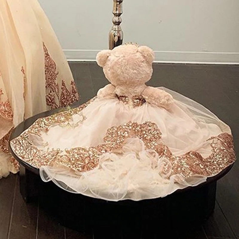 Bear Dress Girl Pageant Dress For Wedding Customized Princess First Communion Dress Vestido niña Mini Charro Quinceanera