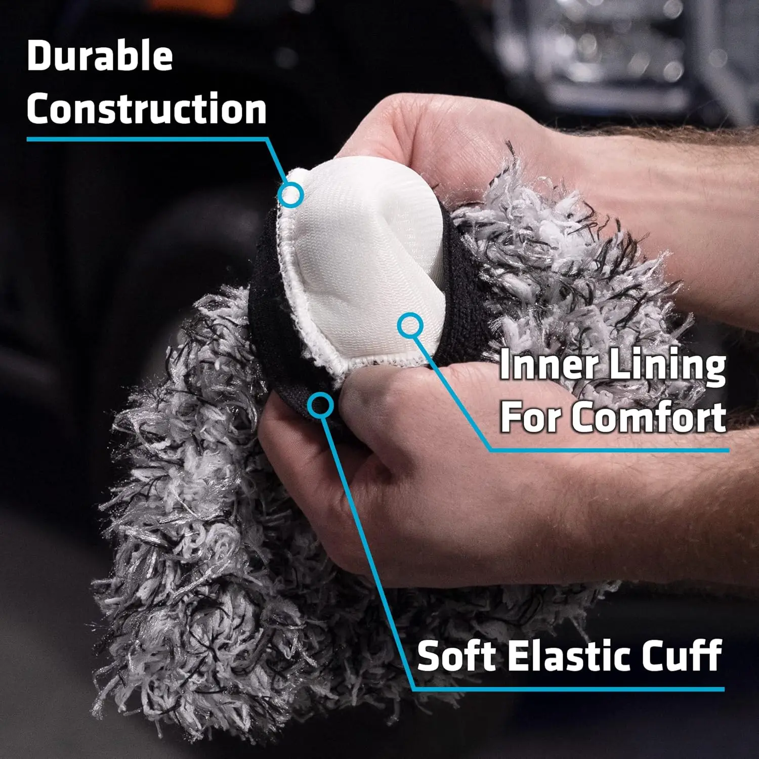 

Wash Mitt, Microfiber for Cleaning, Black and White, 10 inch x 8 inch, 2 Pack Pool skimmer Pools vacuum Pool clarifier