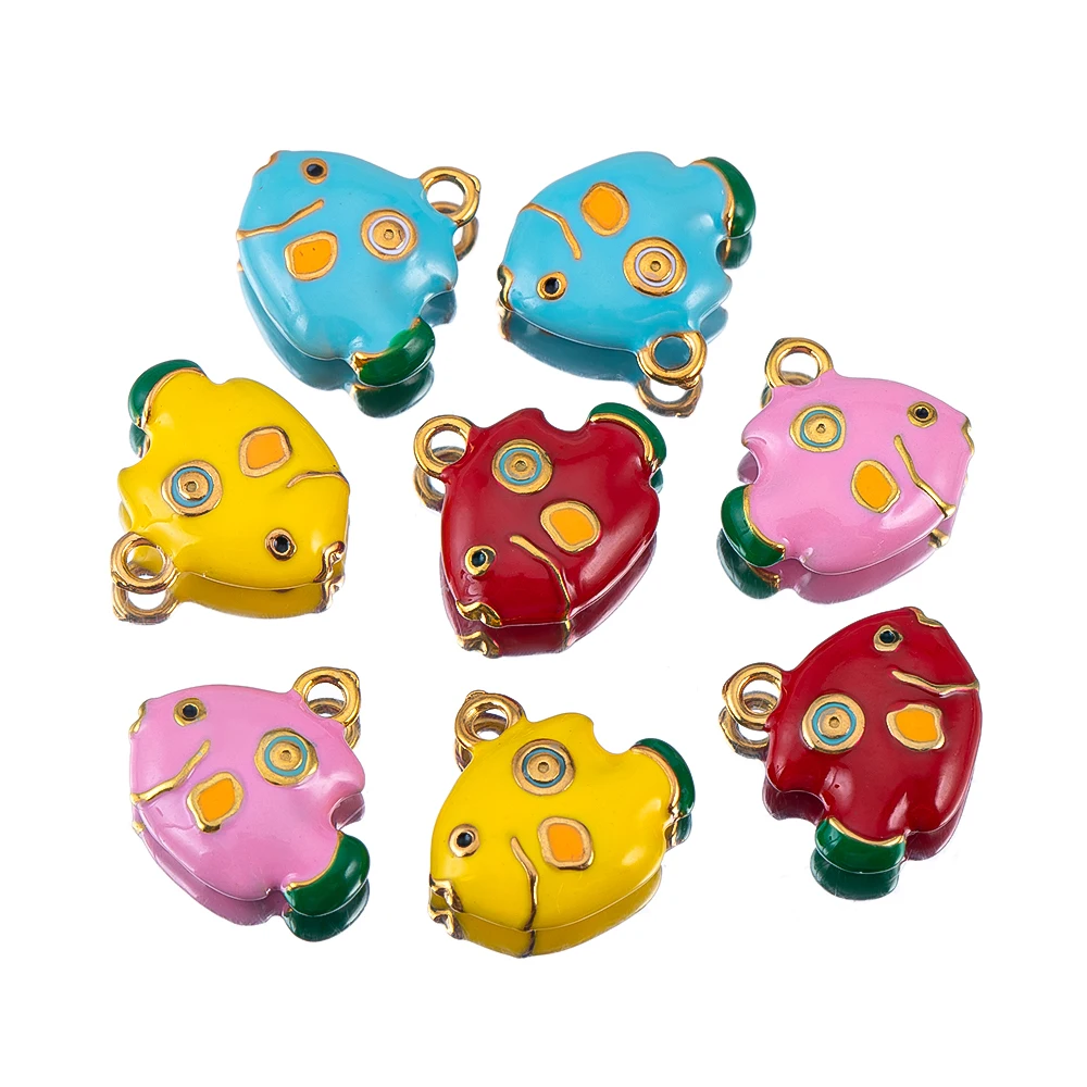 

2pcs 14x13mm Stainless Steel Enamel Fish Charms Pendant DIY Jewelry Making Accessories Findings Necklace Earrings Braceletsts