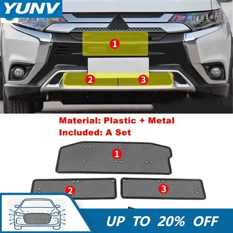 YUNV Front Grille for Mitsubishi Outlander 2016-2020 Mesh Guard Front Bumper Mesh Guard Exterior Replacement Accessories Insert