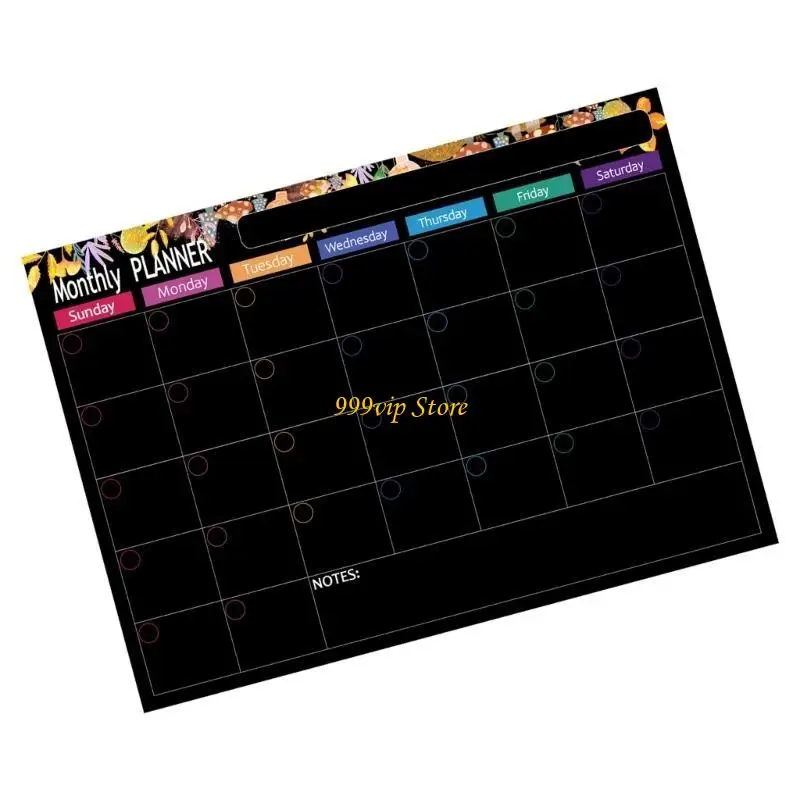 C90C ตู้เย็นแม่เหล็กไวท์บอร์ดปฏิทินรายสัปดาห์นักวางแผนรายเดือนแม่เหล็กรายเดือนปฏิทินรายเดือนแบล็กบอร์ดสำหรับห้องครัว