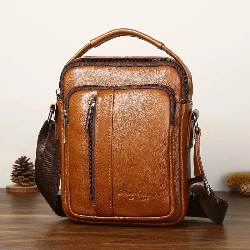 

Vintage Genuine Leather Men's Shoulder Luxury Cowhide Crossbody MultiFunction Messenger Bag Fashion Man Handbag