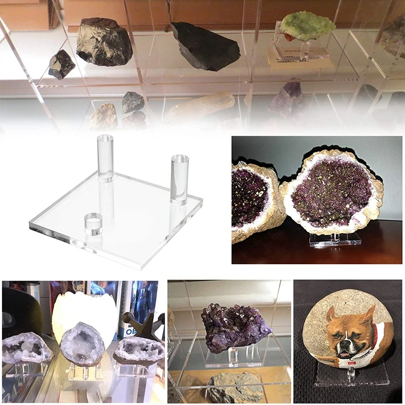 JFBL Hot Acrylic Display Holder 4 PCS Clear Display Easel Stands For Fossil Coral Geodes Rock Mineral Agate Small Collectibles