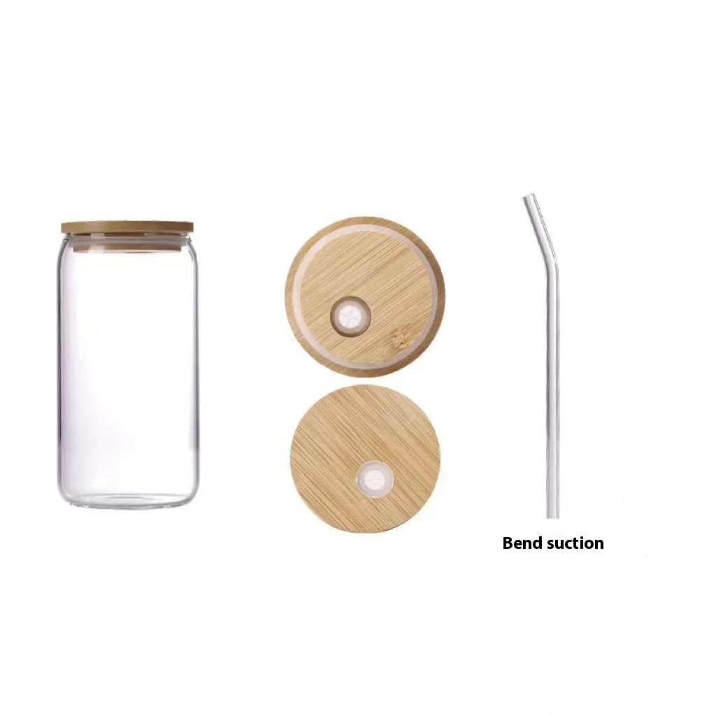 1pcs Coke Cup Borosilicate Glass Straw Cups Wooden Lid Can Water Cup Juice Cold BrewCup Straw Cup Wholesale view 6