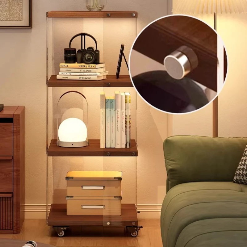 

Устойчивая вращающаяся книжная полка, напольный стеллаж, угловой книжный шкаф для гостиной, антикварный креативный многоярусный витринный шкаф для фигурок, передвижной.