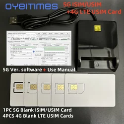 OYEITIMES SIM Card Reader+4PCS 2FF/3FF/4FF Programmable 4G Blank USIM Card Blank 5G USIM/ISIM Cards + 4.2.11 Ver. Software