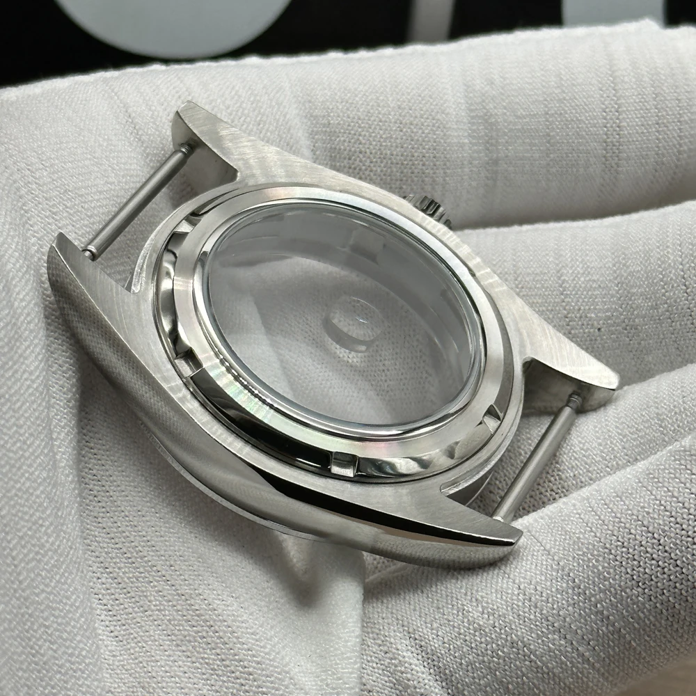 Watch Silver Case 41mm Sapphire Glass Magnifying Glass Date Window Modified Replacement Parts For NH34 NH35 NH36 Movement