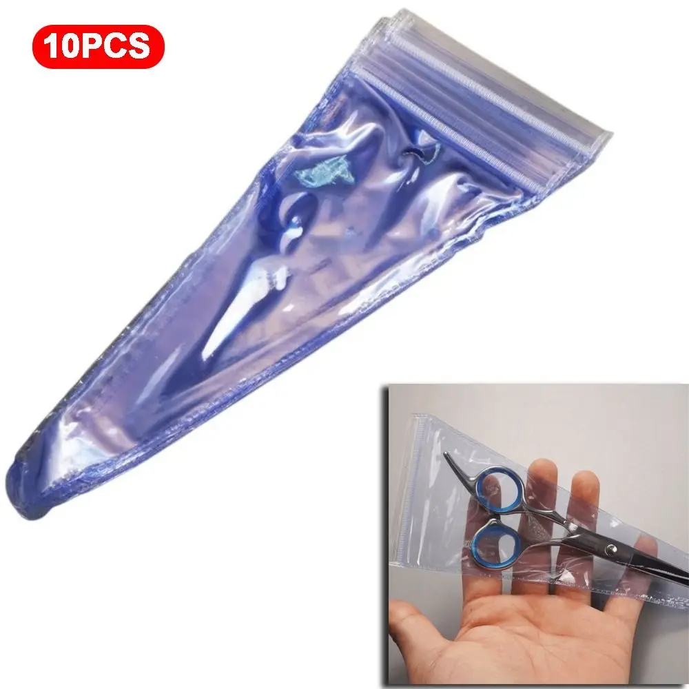 10Pcs PVC Hair Scissor Sleeves Waterproof Self-Sealing Disposable Scissors Bag Tool Protection Bag Sharpening Aftercare