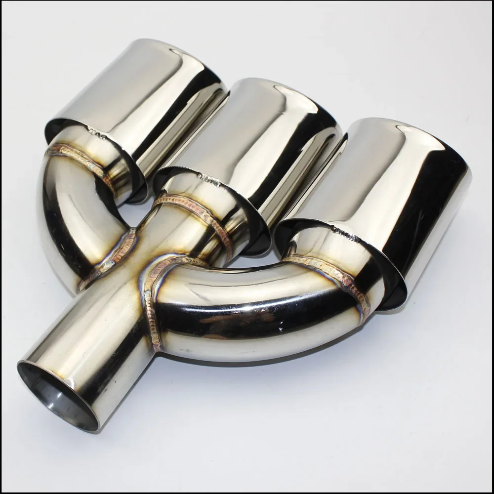 ท่อไอเสียอัตโนมัติ 3 รูกลางท่อไอเสีย 304 สแตนเลส Universal ท่อไอเสียสําหรับ Honda Civic (FK8)