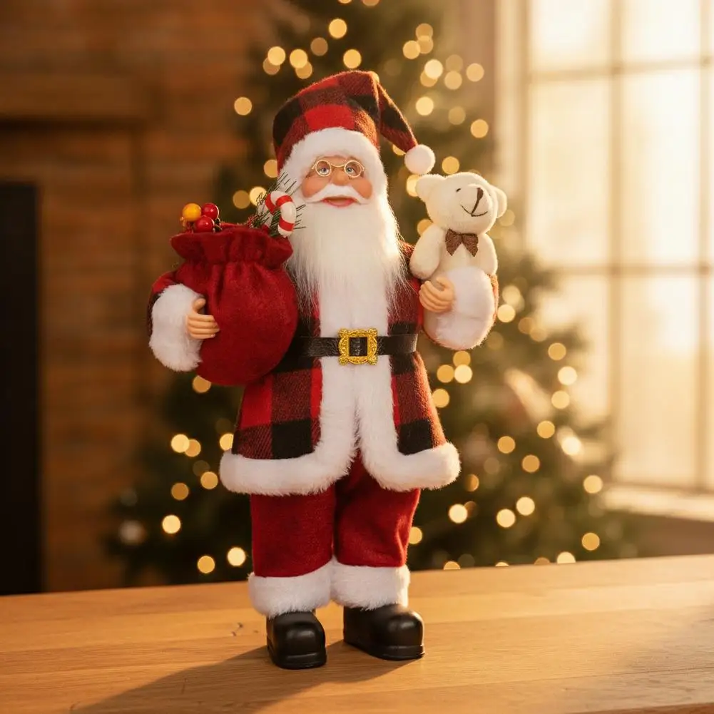 Riesige 30cm Weihnachtsmann-Plüschpuppe Weiche Weihnachtsdekoration Christbaumschmuck Party-Deko für Garten und Zuhause Neujahrsgeschenk – Detail 12