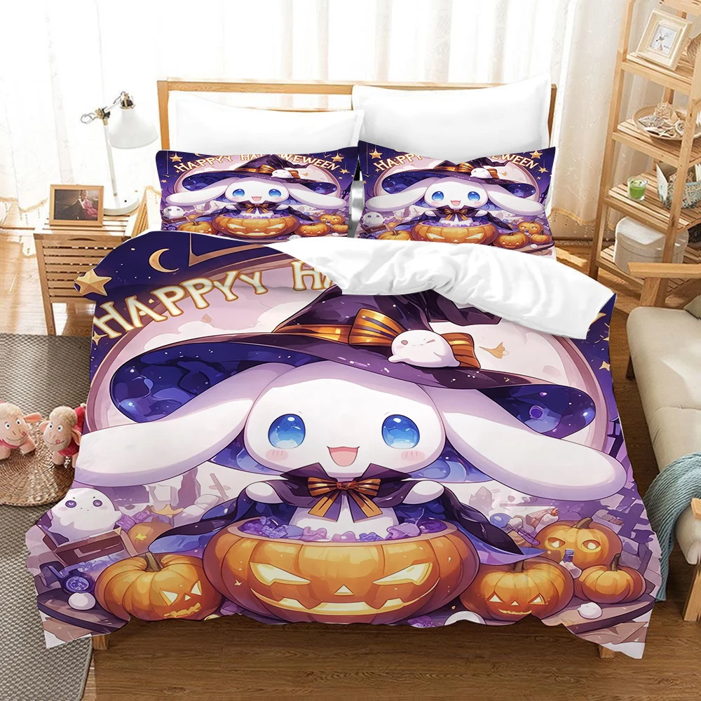 

Halloween Cinnamoroll Duvet Cover Set Wizard Cinnamoroll Bedding Set Cartoon Anime Quilt Cover Pillowcase Bed Set Twin King Size