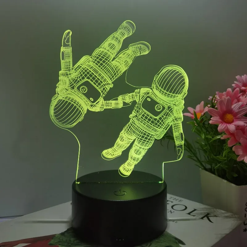 3D Night Light Astronaut USB Atmosphere Lamp Room Decoration camera da letto comodino Atmosphere Night Light Holiday Night Light Friends