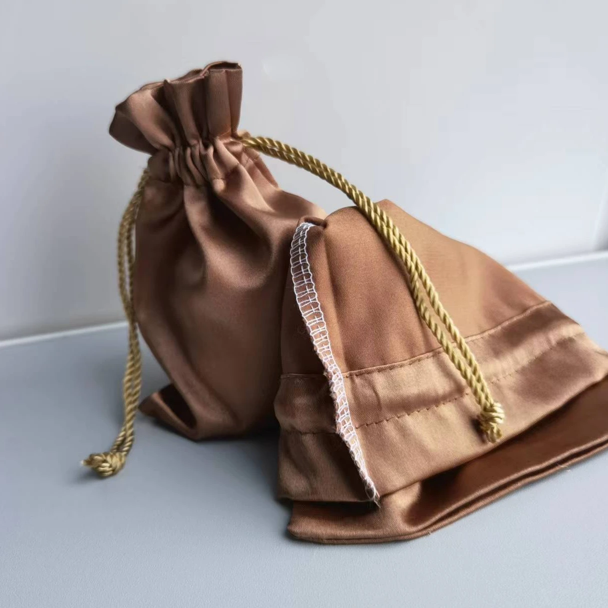 Customizable Logo Silk Bag Maroon Wood Ear Drawstring Bags Cosmetic Skin Care Products Storage Pouch Shoes Clothes Dust Pouches