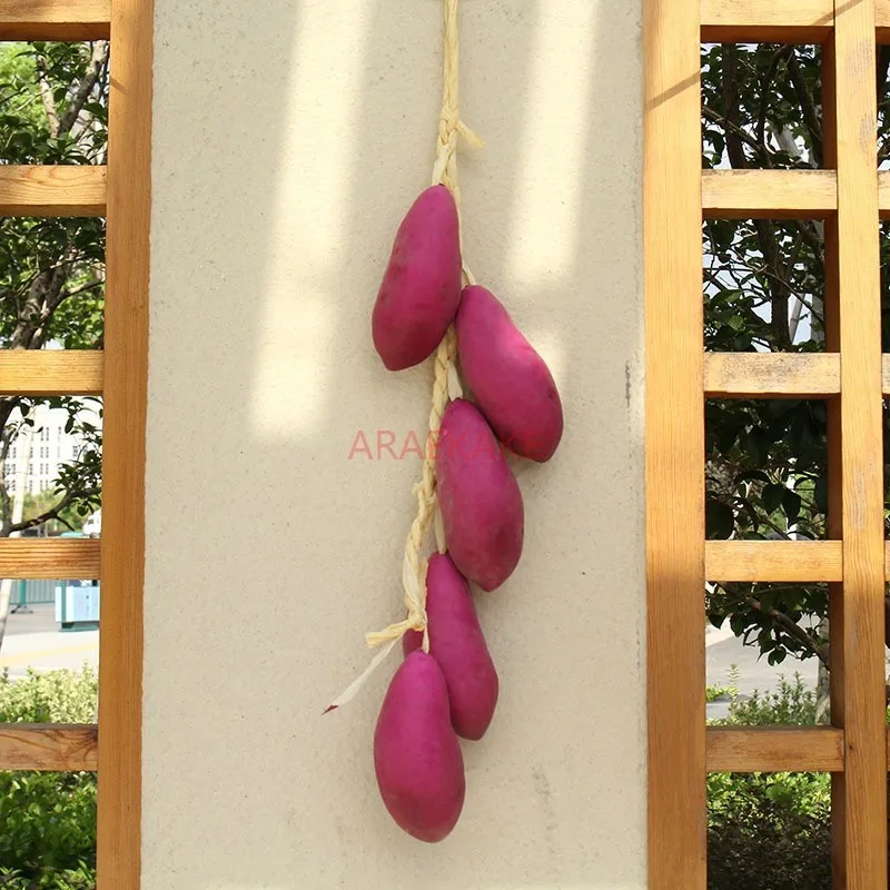 1pcs Simulated vegetable skewers, farmhouse decorations, fake hanging skewers, eggplants, potatoes, radishes