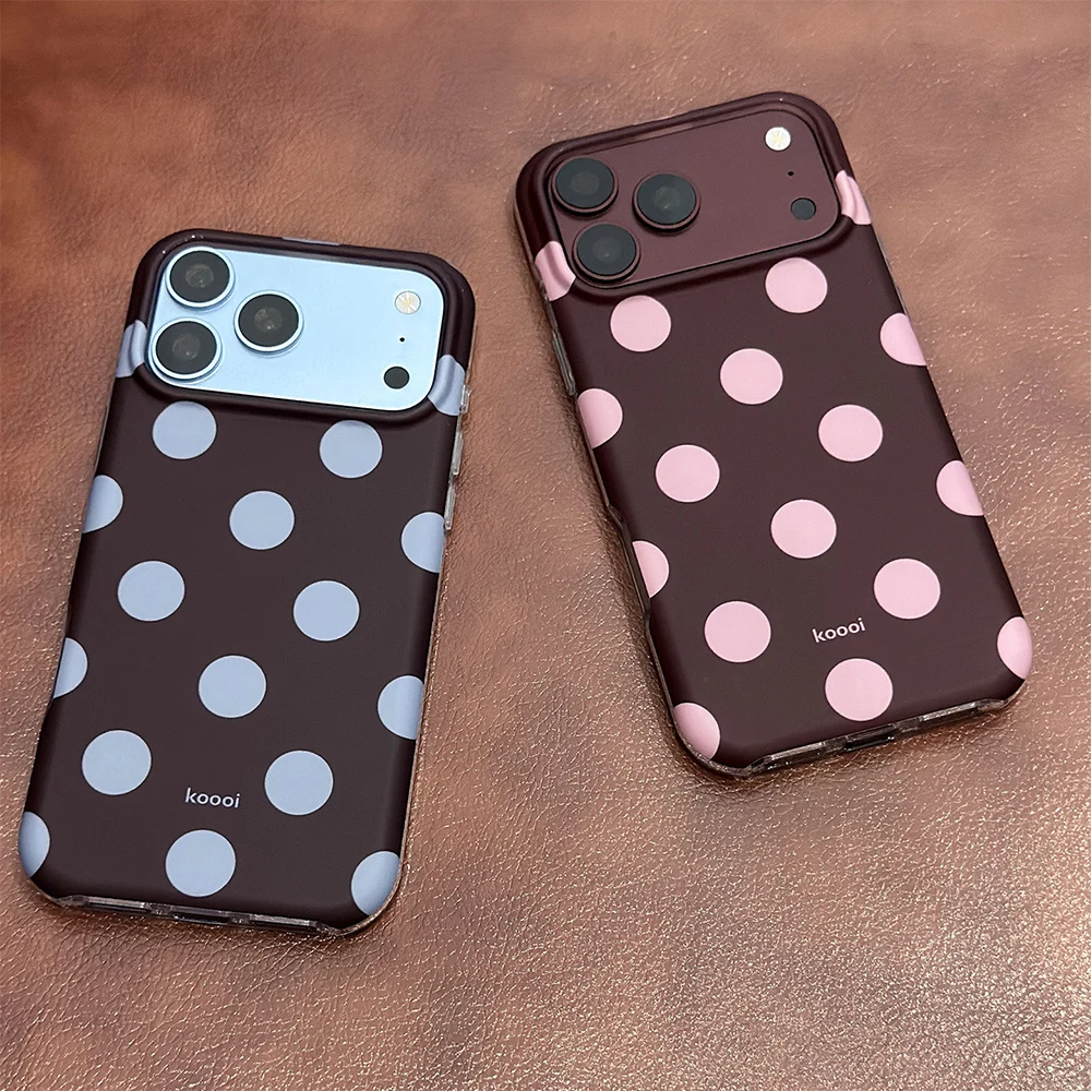 Beliebte Retro-Handyhülle mit großen Polka Dots in Burgunderrot für iPhone 18 Pro Max 17 16 15, stoßfeste Schutzhülle aus IMD TPU – Detail 2